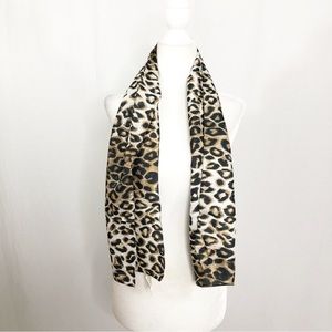 NEW Glentex Vintage Leopard Animal Print Silky Scarf, Brown Black